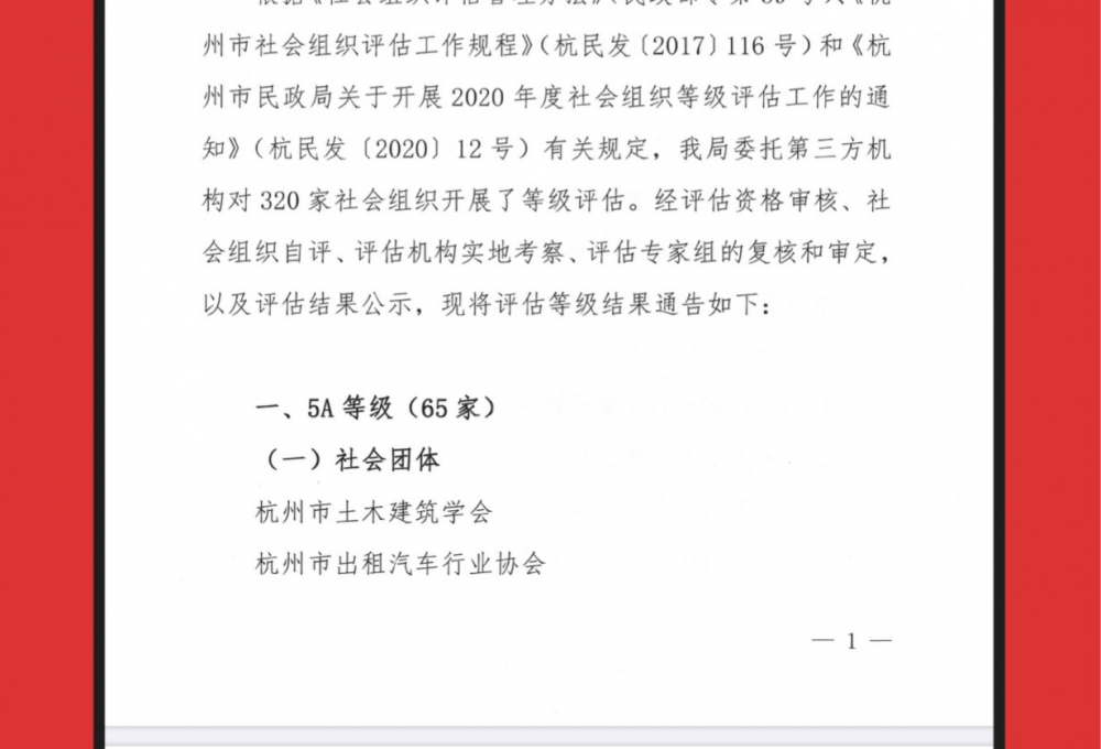 喜讯！杭州市重庆商会获评“5A级社会组织”荣誉称号！